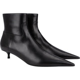 Balenciaga Fashion Show Black Leather Pointed Toe Kitten Heel Ankle Boots (37)