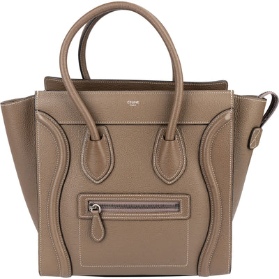Céline Drummed Calfskin Luggage Handbag