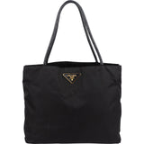 Prada Tessuto Nylon Patent Leather Handle Tote Shoulder Bag