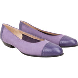 Salvatore Ferragamo Purple Suede Embossed Leather Cap-Toe Flats (36-36,5)