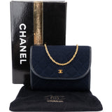 Chanel Quilted Jersey Vintage 24K Gold Single Flap Crossbody Bag