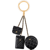 Chanel Quilted Lambskin Pearl Bracelet Multi Pouches  (Cardholder, Coins & AirPods) Handbag