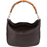 Gucci Brown Leather Bamboo Handle Hobo Handbag