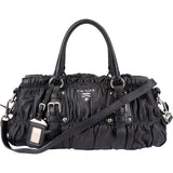 Prada Black Nappa Leather Gaufre Satchel Handbag