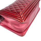 Chanel Quilted Patent Leather Medium Boy Single Flap Crossbody Bag