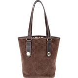 Gucci Monogram Suede GG Embossed Tote Handbag