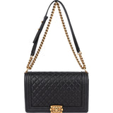 Chanel Quilted Caviar Leather Boy Single Flap Crossbody Bag