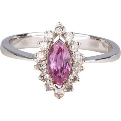 Handcrafted 0,18 Carat Oval Pink Saphire Diamond 750 Gold Ring (#49) - vintageandkickz