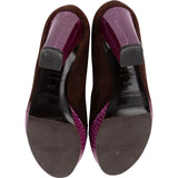 Hermès Purple Alligator Suede H Strap Platform Sandals Shoes (35,5)