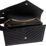 Saint Laurent Grain de Poudre Leather Monogram Wallet On Chain Crossbody Bag