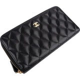 Chanel Quilted Caviar Leather CC Zippy Wallet