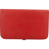Hermès Rouge Grained Togo Leather Dogon Wallet