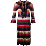 Gucci Multicolor Striped Glitter Cardigan GG Pearl Buttons Dress Costume Set (M)