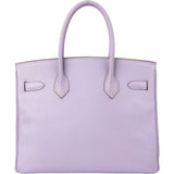 Hermès Lilac Chevre Mysore Leather Palladium Birkin 30 Handbag