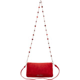 Miu Miu Red Suede Jeweled Chain Shoulder Crossbody Bag