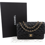Chanel Quilted Caviar Leather Jumbo Double Flap Crossbody Bag