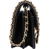 Chanel Limited Quilted Lambskin Crystal CC-Turnlock Mini Wallet On Chain Crossbody Bag