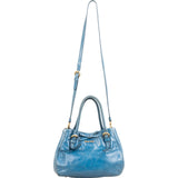 Miu Miu Blue Vitello Lux Leather Small Front Bow Handbag