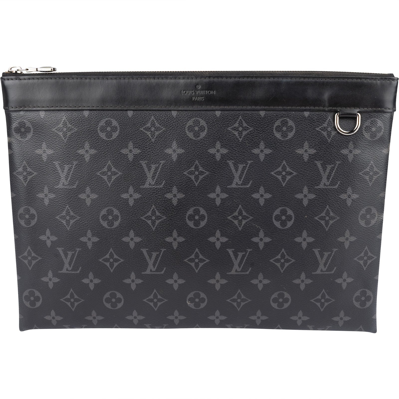 Louis Vuitton Monogram Eclipse Discovery Pochette Laptop Clutch - vintageandkickz