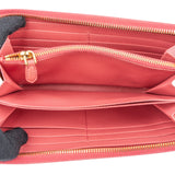 Prada Pink Saffiano Leather Zip Around Wallet