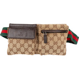 Gucci Grained Leather Monogram GG Canvas Small Crossbody Belt Bag