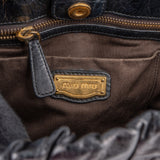 Miu Miu Vitello Lux Leather Gathered Tote Handbag