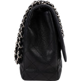 Chanel Quilted Caviar Leather Palladium Jumbo Single Flap Crossbody Bag