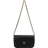 Chanel Quilted Lambskin Half Moon 24K Gold Double Flap Shoulder Bag
