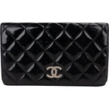 Chanel Quilted Patent Leather Crystal CC Flap Wallet