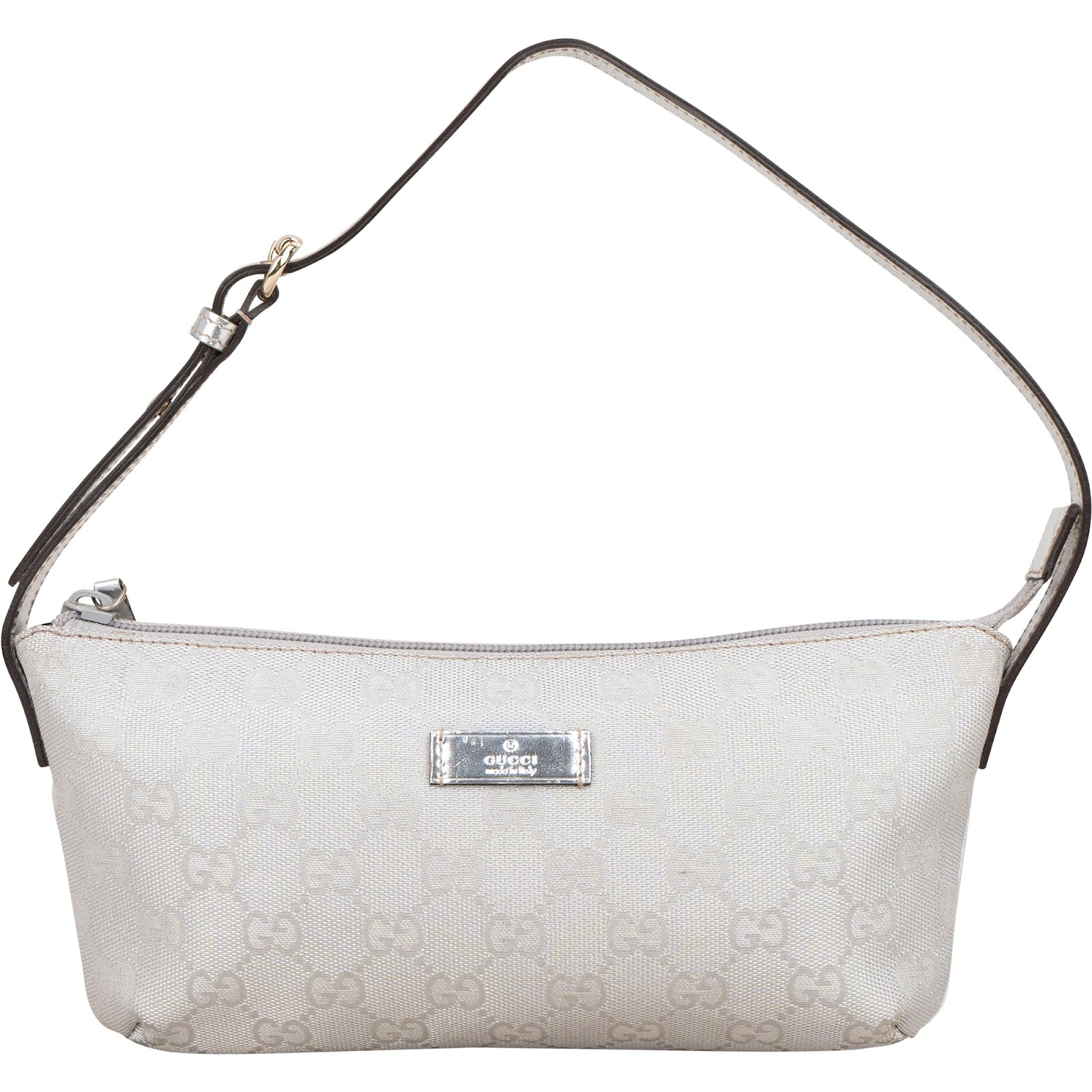 Gucci Silver Monogram GG Pochette Handbag - vintageandkickz