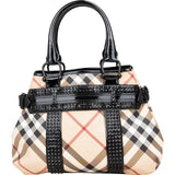 Burberry Nova-Check Studded Knight Hobo Handbag