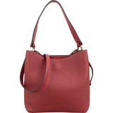 MCM Red Visetos Pebbled Leather Patricia Hobo Crossbody Bag