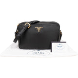 Prada Black Vitello Daino Leather Camera Crossbody Bag 1BH079
