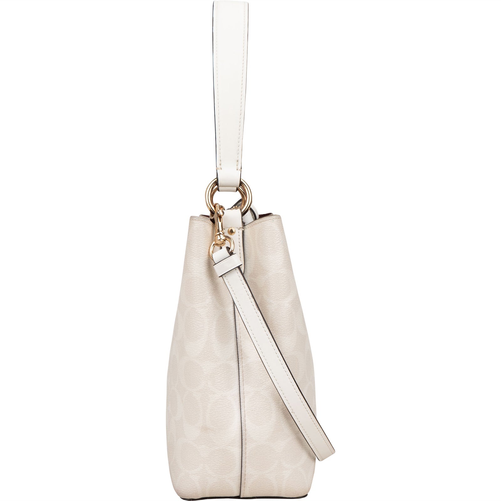 Coach White Monogram Mollie Bucket Handbag - vintageandkickz