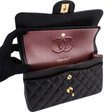 Chanel Quilted Caviar Leather Gold Small Double Flap Shoulder Bag
