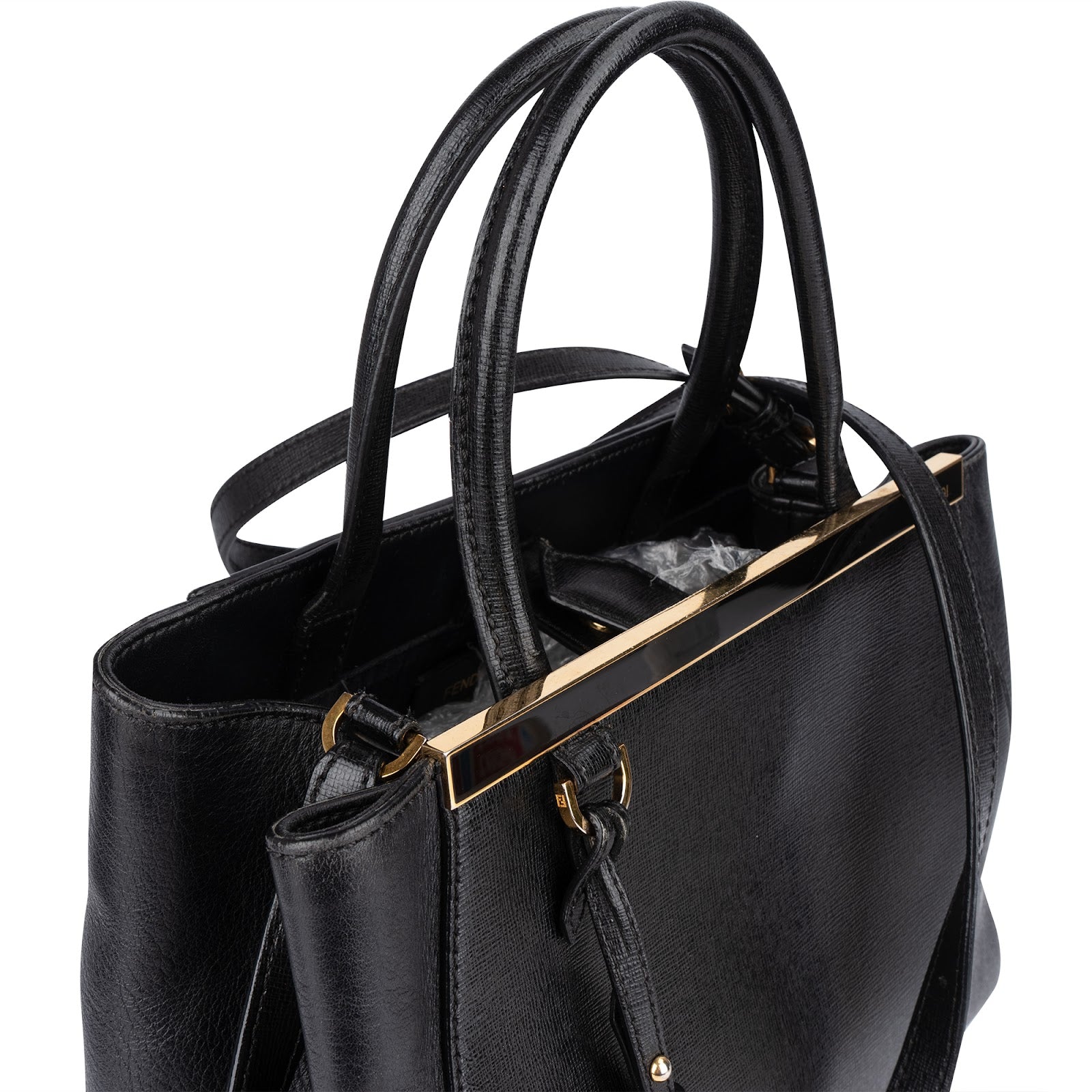 Fendi Black Leather 2Jours Handbag - vintageandkickz