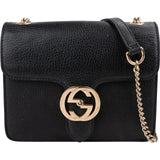 Gucci Pebbled Leather Interlocking GG Flap Crossbody Bag