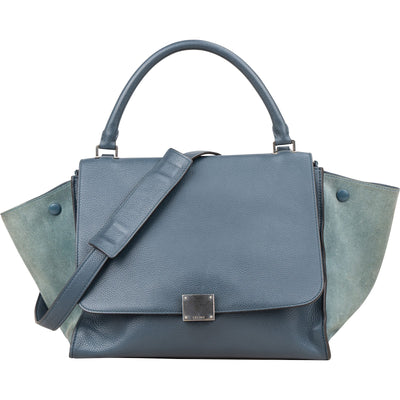 Céline Suede Bicolor Leather Trapeze Handbag