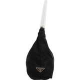 Prada Black Nylon Triangle Lucite PVC Handle Shoulder Bag