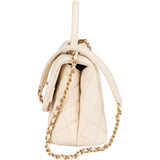 Chanel Quilted Caviar Leather Top Handle Single Flap Crossbody Handbag