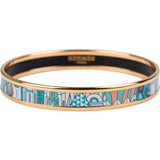 Hermès Gold Tone Enamel La Cité Cavalière Bangle Bracelet