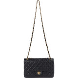 Chanel Quilted Caviar Leather Jumbo Double Flap Crossbody Bag
