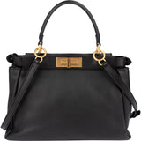 Fendi Black Calfskin Peekaboo Handbag