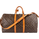 Louis Vuitton Monogram Canvas Keepall 55 Bandoulière Travel Bag