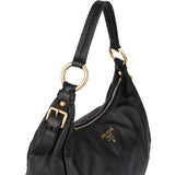 Prada Black Calfskin Leather Hobo Shoulder Bag
