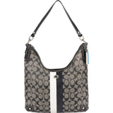 Coach Monogram Signature Stripe Hobo Shoulder Bag