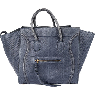 Celine Bleu Python Leather Phantom Handbag