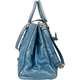 Miu Miu Blue Leather Vitello Lux Tote Handbag