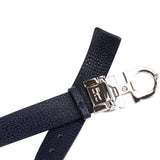 Salvatore Ferragamo Navy Nero Pebbled Leather Gancini Reversible Belt (90)