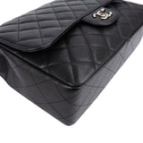 Chanel Quilted Caviar Leather Palladium Jumbo Single Flap Crossbody Bag